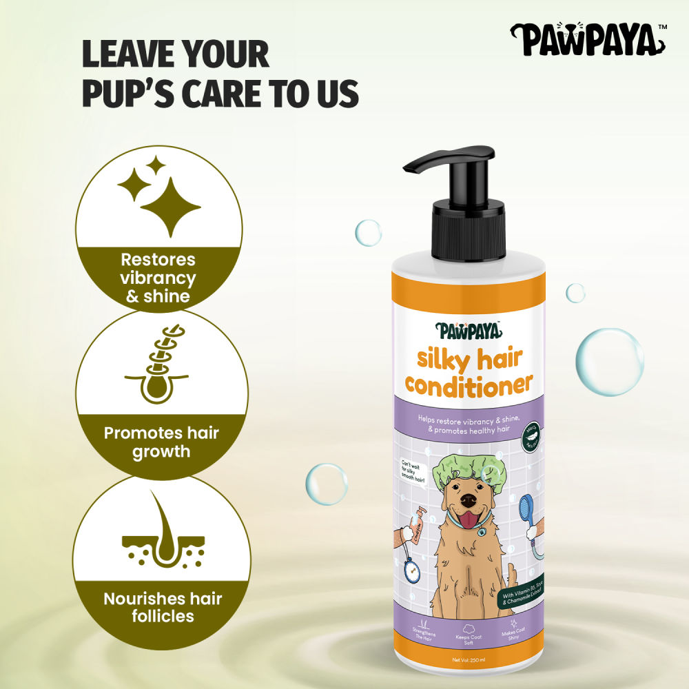 Pawpaya Silky Hair Conditioner for Dogs — in use