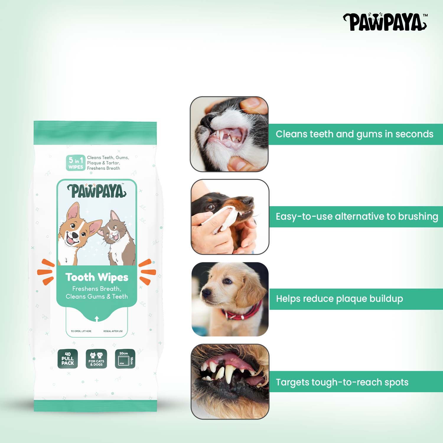 Pawpaya Tooth Wipes For Dogs And Cats - Image 4