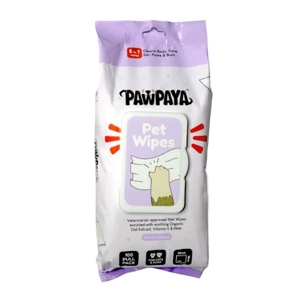 Pawpaya Vanilla Scented Wipes For Dogs And Cats