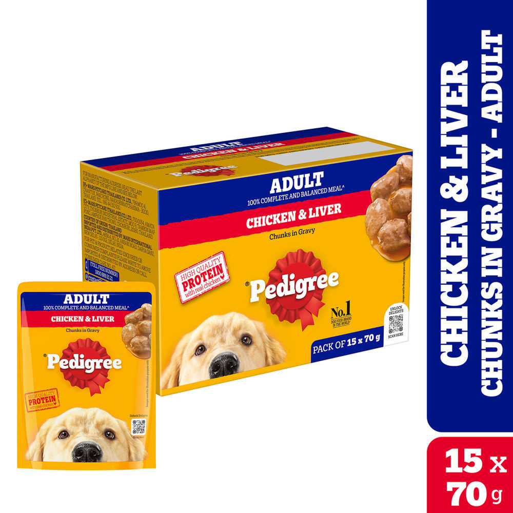 pedigree-chicken-liver-chunks-in-gravy-pouch-adult-dog-wet-food 15x70g