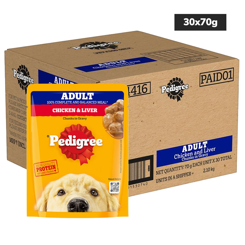 pedigree-chicken-liver-chunks-in-gravy-pouch-adult-dog-wet-food 30x70g