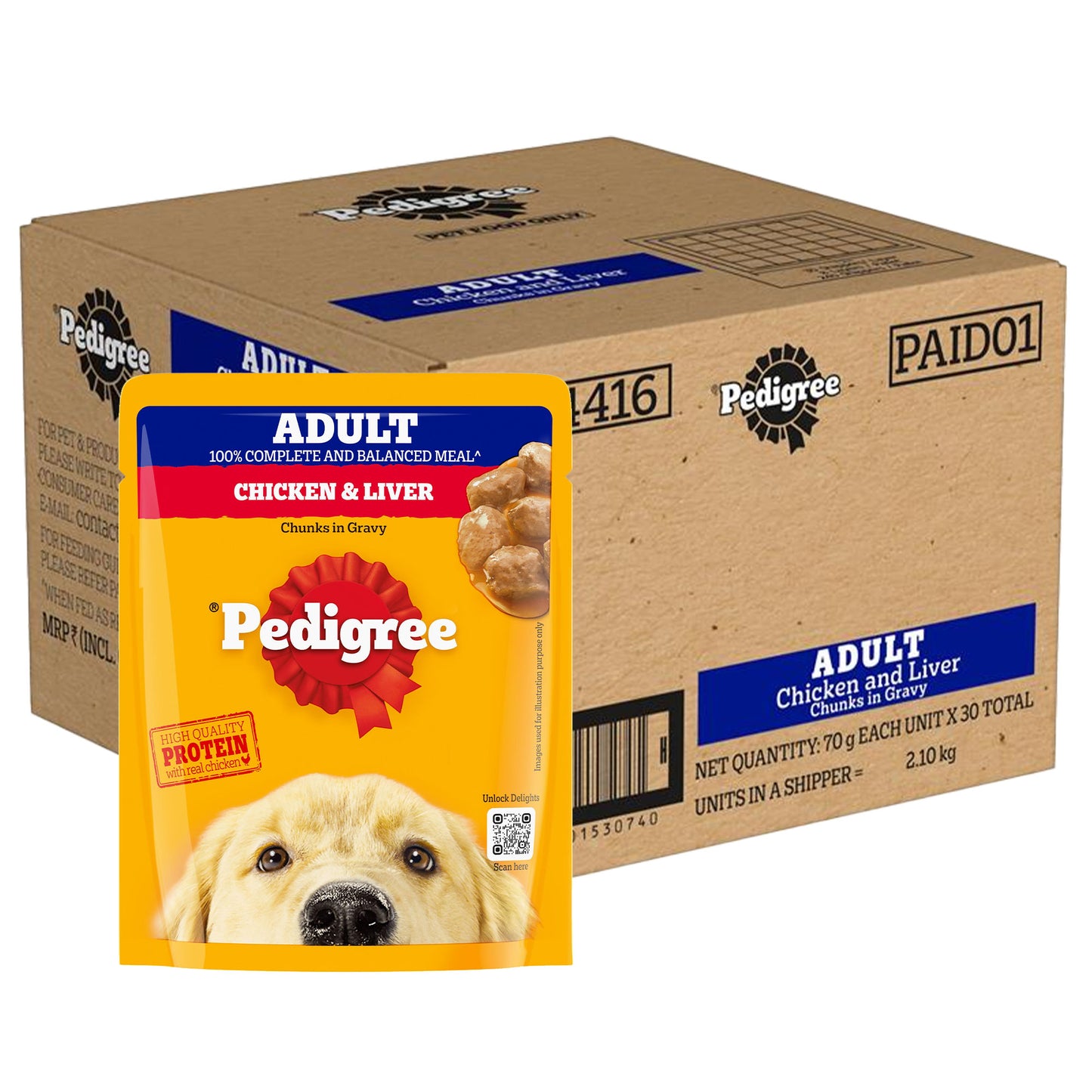 Pedigree Chicken And Liver Chunks In Gravy Adult Dog Wet Food 70G Lmadd