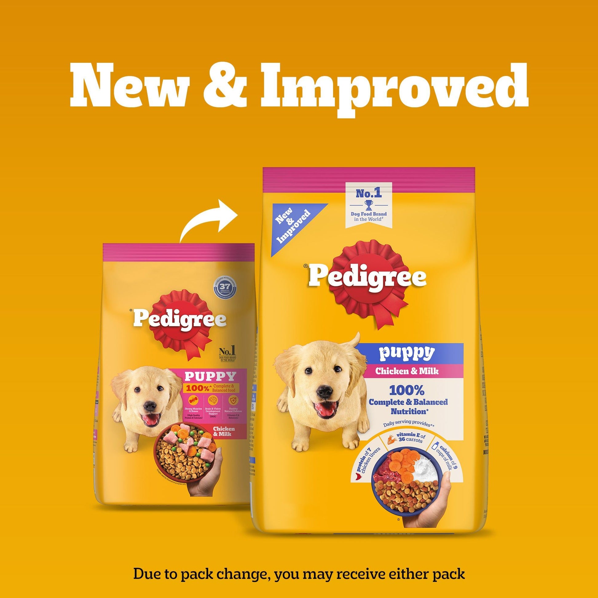 Pedigree Chicken and Milk Puppy Dog Dry Food — side view
