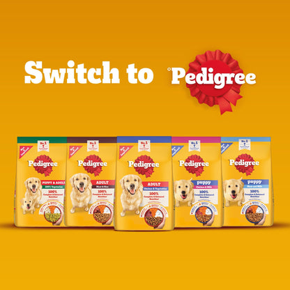 Pedigree Chicken and Milk Puppy Dog Dry Food — in use