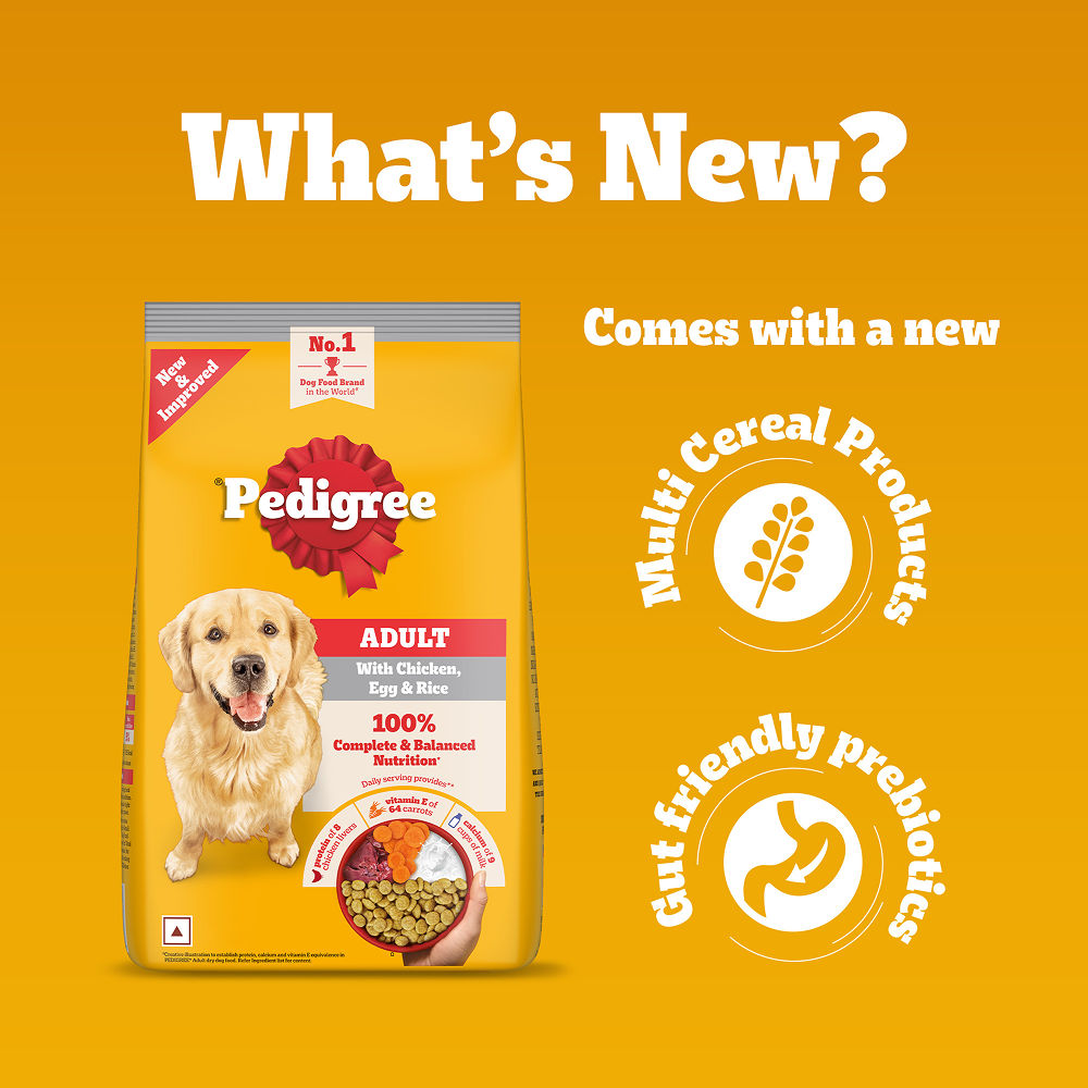 Pedigree Chicken, Egg and Rice Adult Dog Dry Food — back view