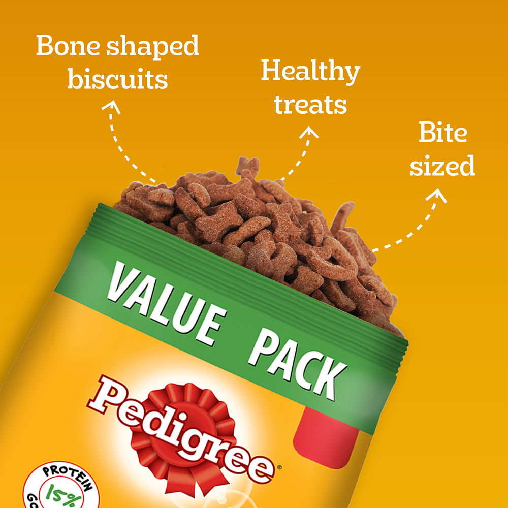 Pedigree Lamb Flavour Biscrok Biscuits Dog Treats — in use