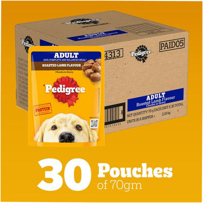 Pedigree Roasted Lamb Flavour Chunks in Gravy Adult Dog Wet Food — side view
