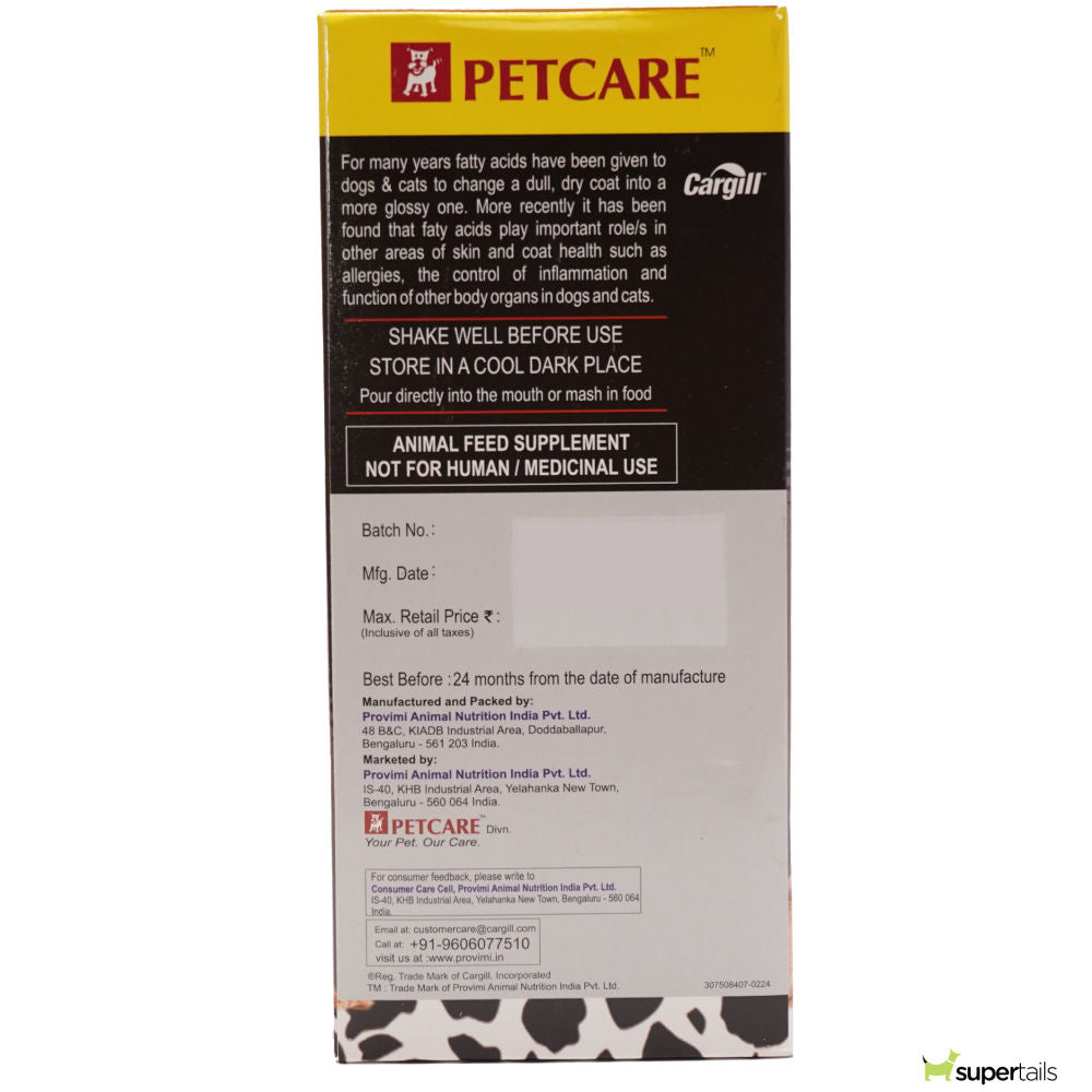 Petcare Nutricoat Advance Omega 3 + 6 Syrup for Dogs and Cats — back view