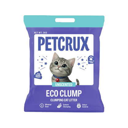 petcrux-eco-clump-bentonite-unscented-cat-litter 5kg