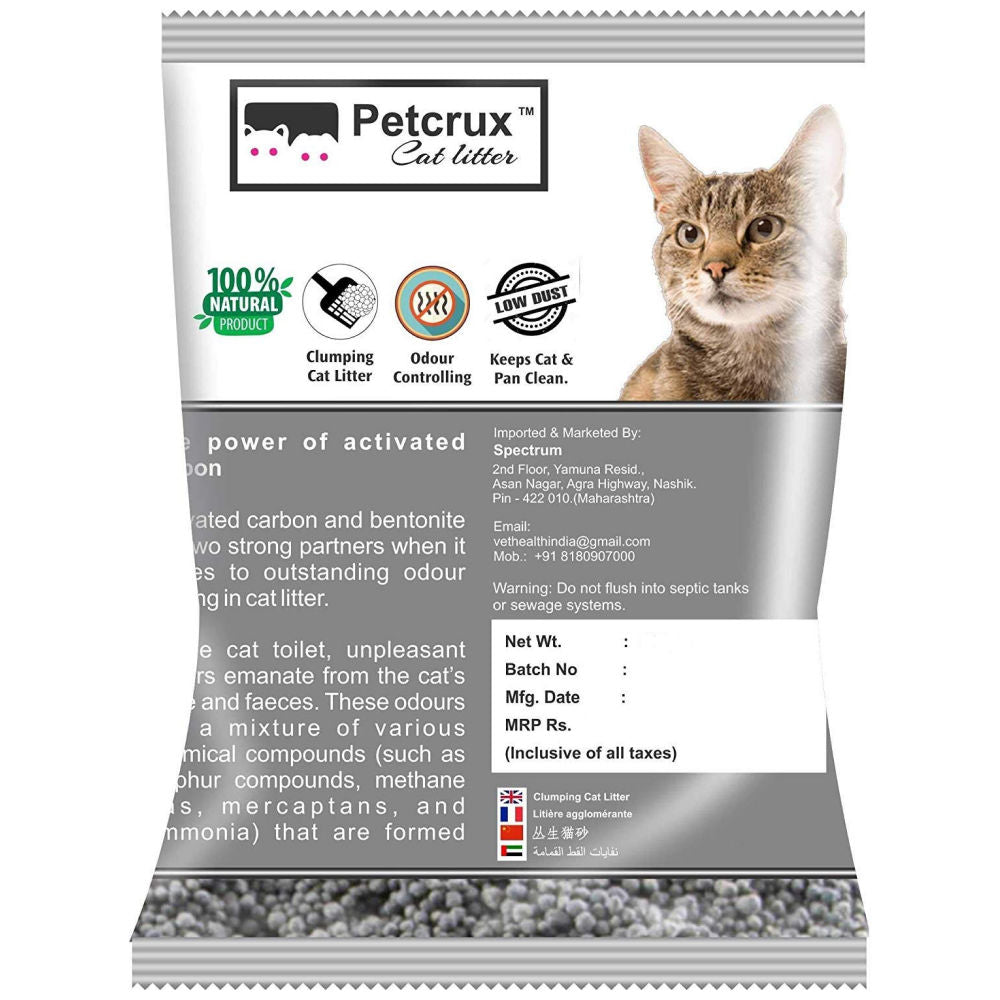 PetCrux Exclusive Scoopable Unscented Natural Activated Carbon Cat Litter — side view