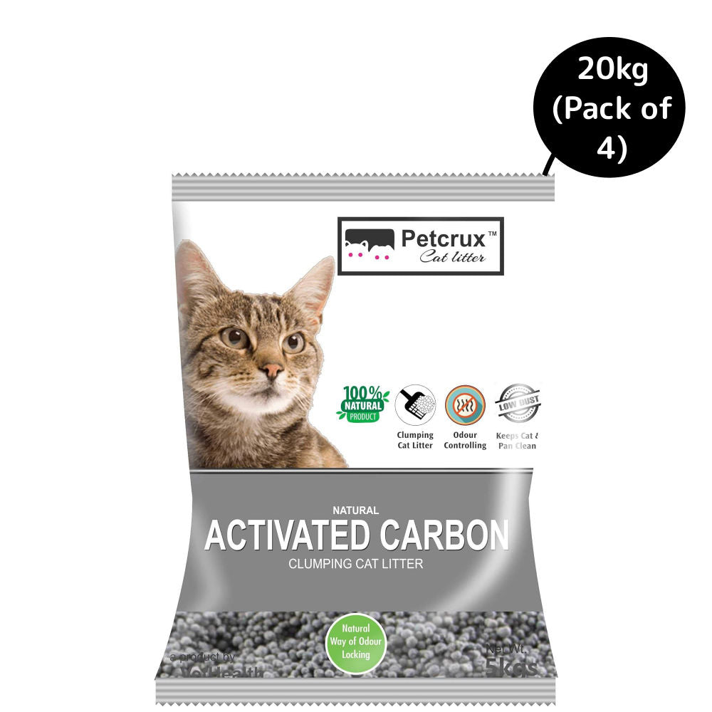 PetCrux Exclusive Scoopable Unscented Natural Activated Carbon Cat Litter — in use