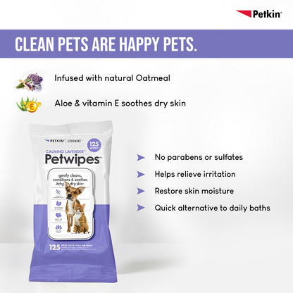 Petkin Calming Lavender Petwipes for Dogs and Cats — back view