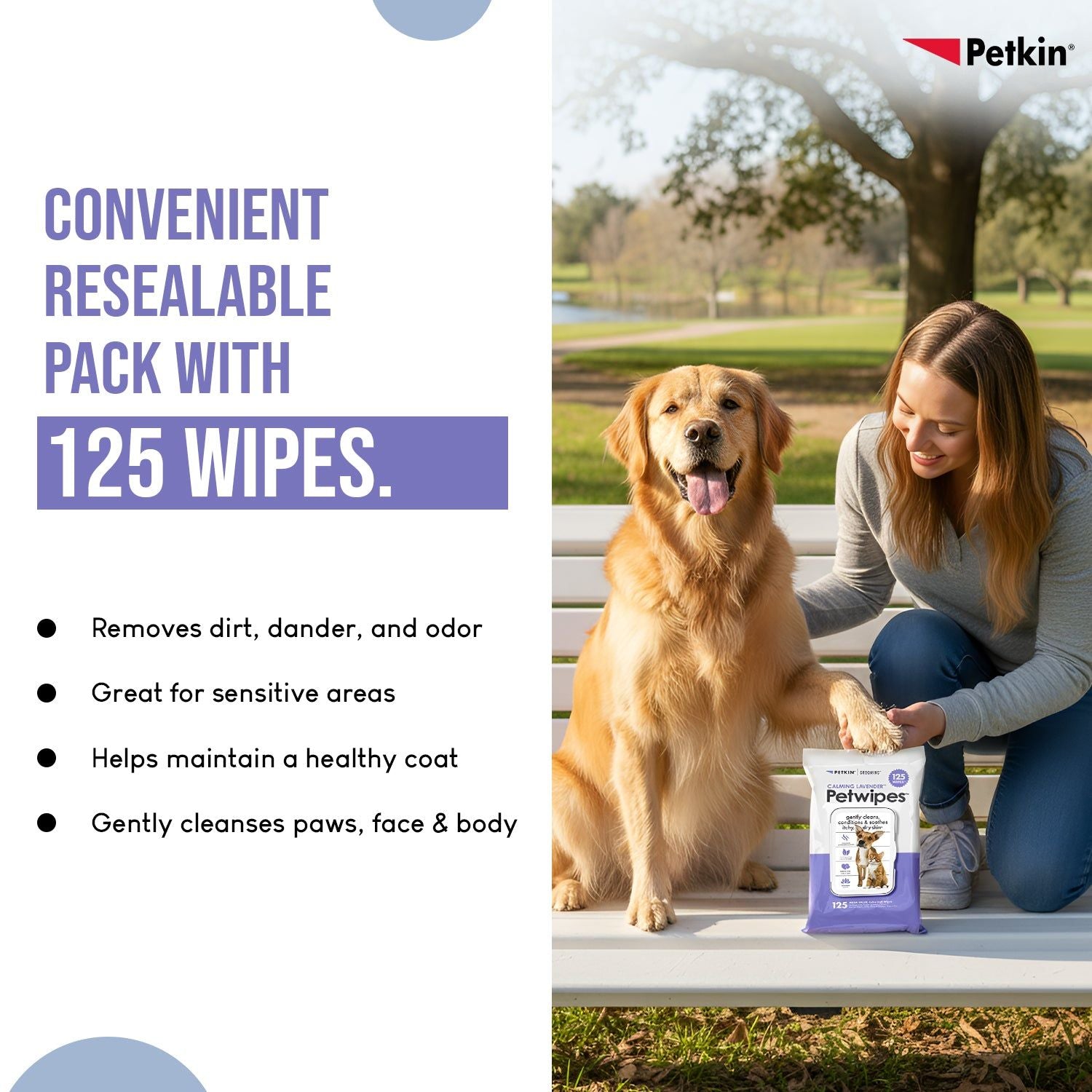 Petkin Calming Lavender Petwipes for Dogs and Cats — in use