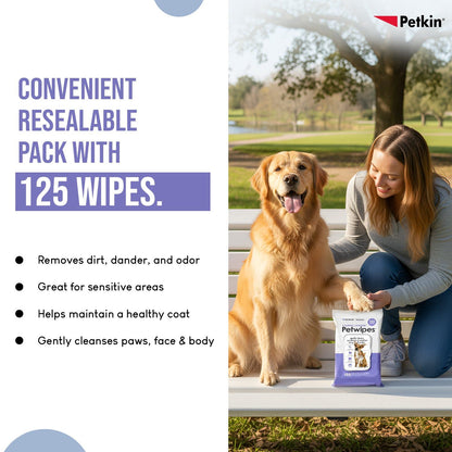 Petkin Calming Lavender Petwipes for Dogs and Cats — in use