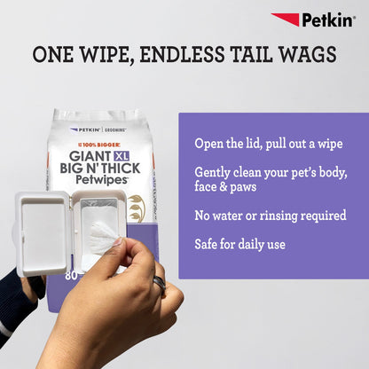 Petkin Gaint Big N' Thick Lavender Scented Petwipes for Dogs and Cats — detail shot