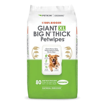 Petkin Gaint Big N Thick Unscented Petwipes For Dogs And Cats