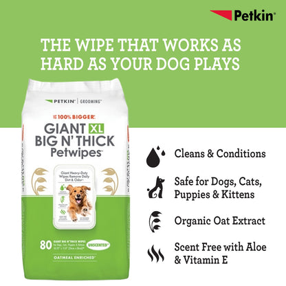 Petkin Gaint Big N' Thick Unscented Petwipes for Dogs and Cats — side view