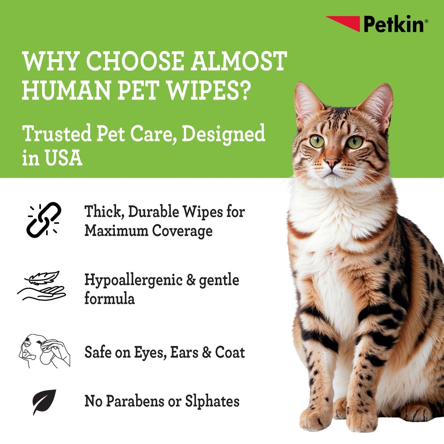 Petkin Gaint Big N' Thick Unscented Petwipes for Dogs and Cats — back view