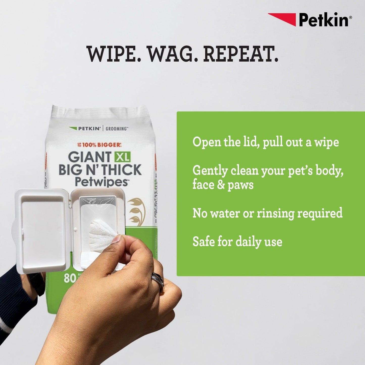 Petkin Gaint Big N' Thick Unscented Petwipes for Dogs and Cats — detail shot