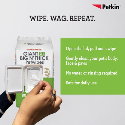 Petkin Gaint Big N' Thick Unscented Petwipes for Dogs and Cats — detail shot