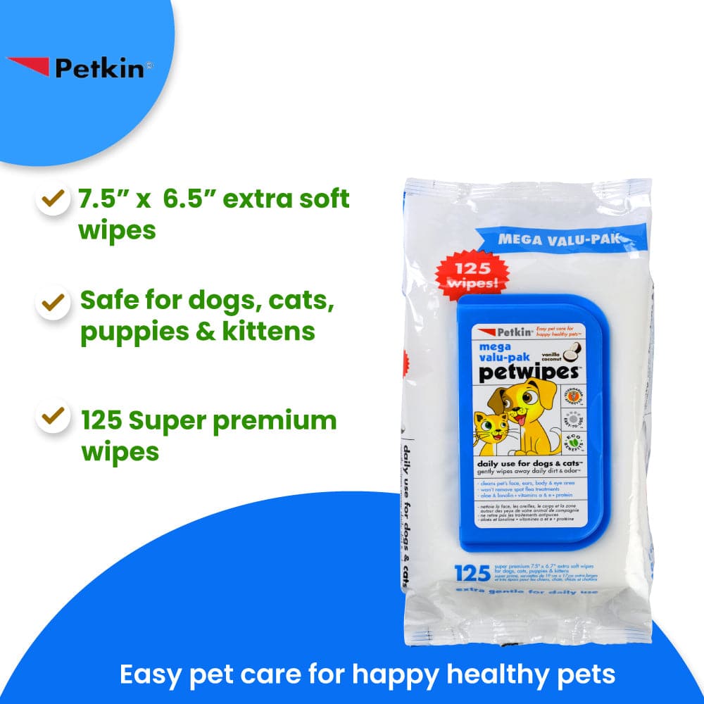 Petkin Mega Value Pack Petwipes for Dogs and Cats — back view