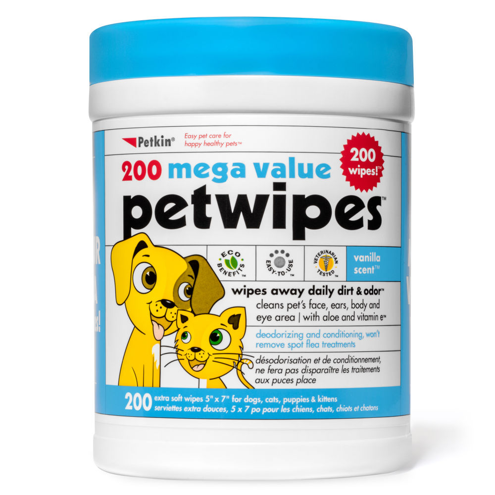 Petkin Mega Value Pack Petwipes for Dogs and Cats — in use