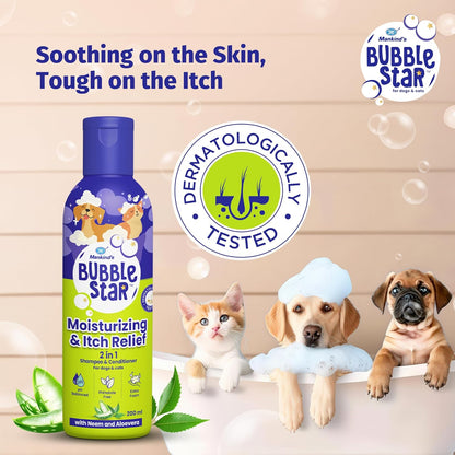 Mankind BubbleStar Neem & Aloe Vera Fresh 2 in 1 Waterless Shampoo for Dogs & Cats — side view