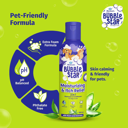 Mankind BubbleStar Neem & Aloe Vera Fresh 2 in 1 Waterless Shampoo for Dogs & Cats — back view