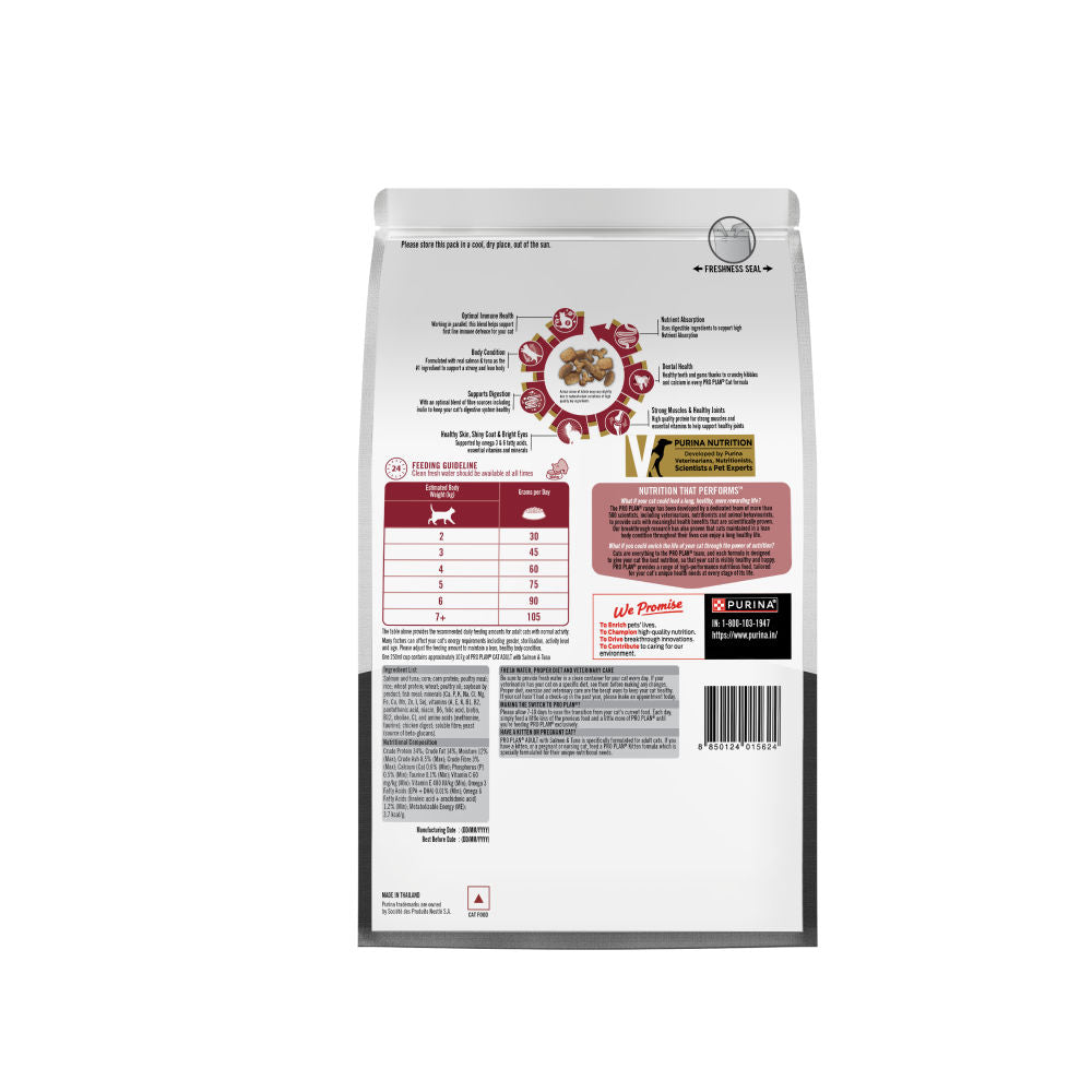Pro Plan Salmon Tuna Flavoured Adult Cat Dry Food — back view
