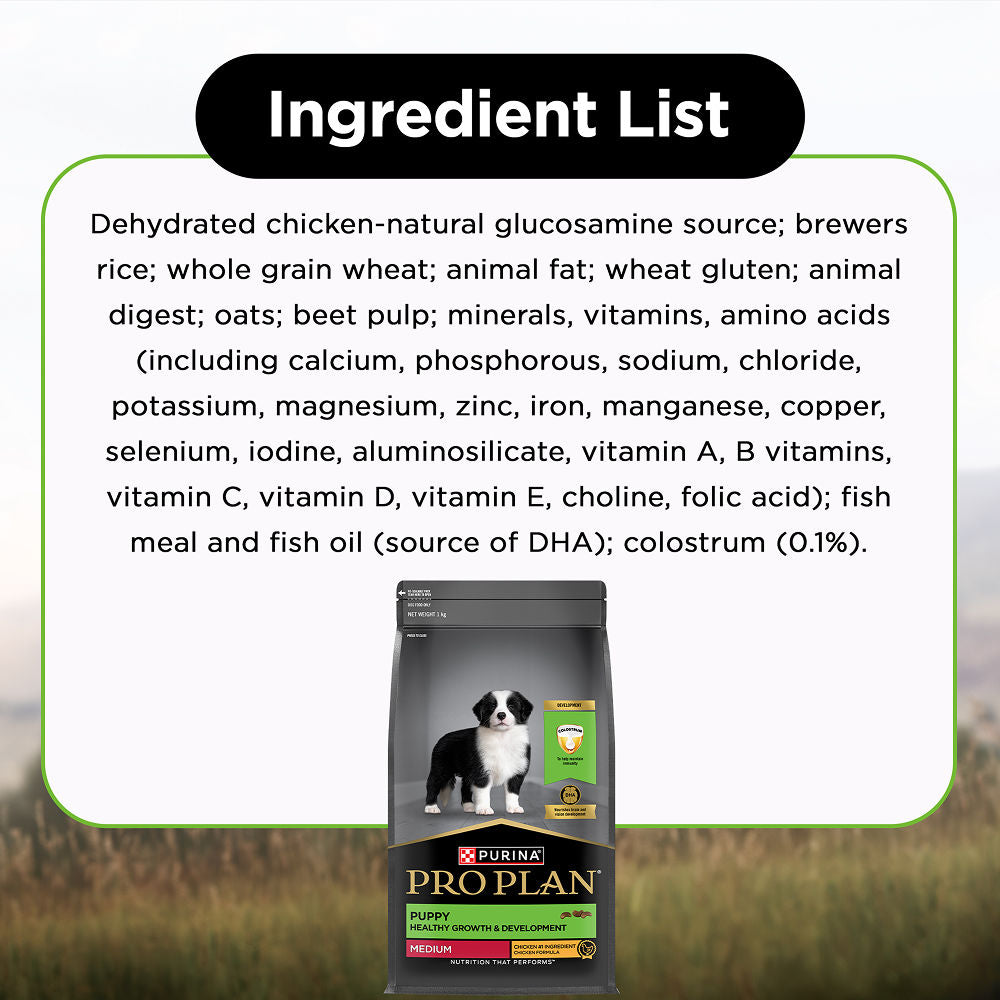 Purina Pro Plan Chicken Medium Breed Puppy Dog Dry Food — side view