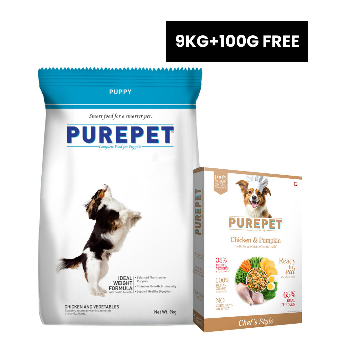 purepet-chicken-vegetable-puppy-dog-food 9kg+100g Fresh Food Free