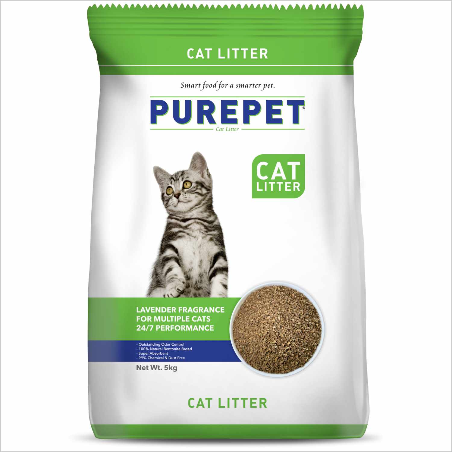 Purepet Lavender Scented Clumping Cat Litter — in use