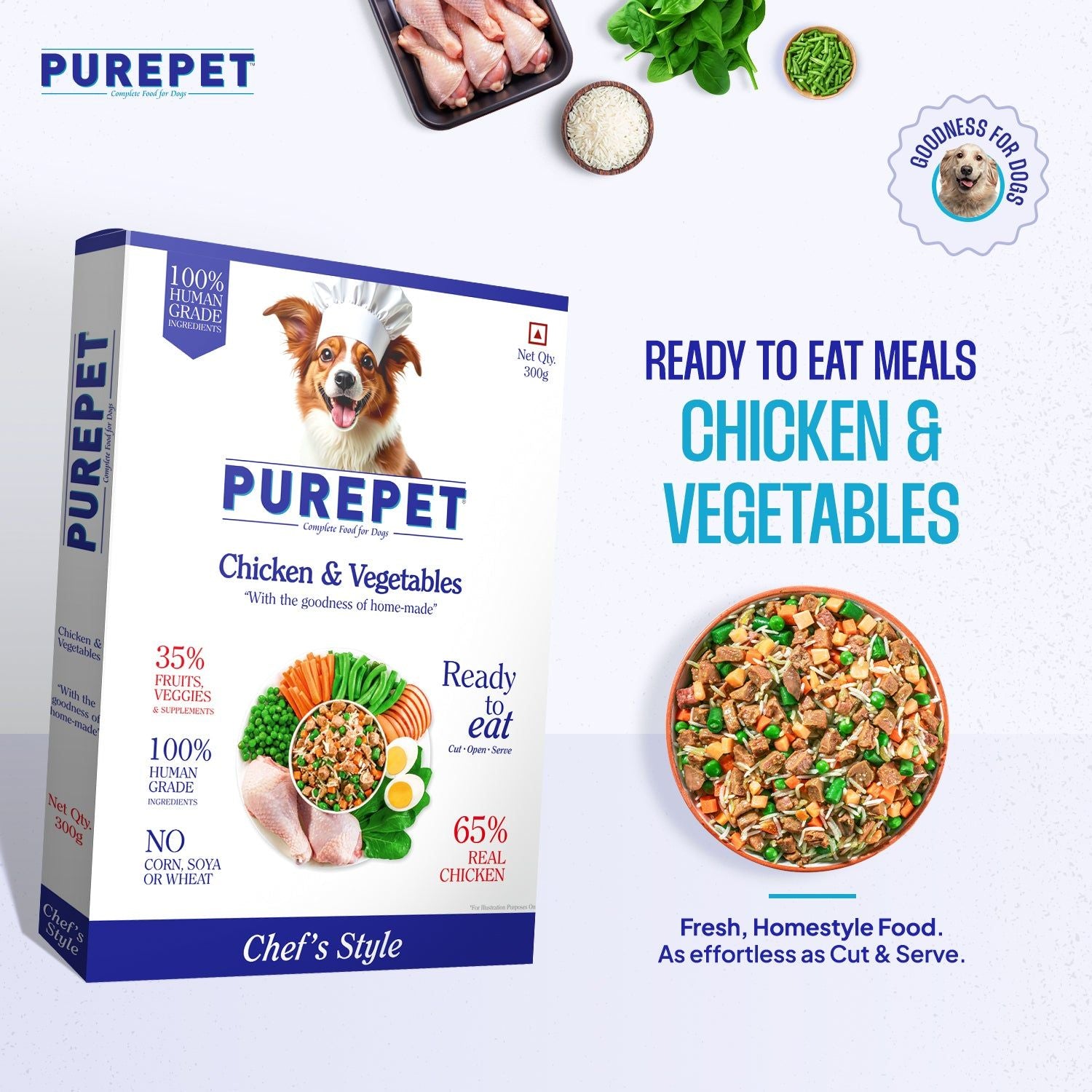 Purepet Chicken and Vegetable Biryani Fresh Food For Dogs — in use