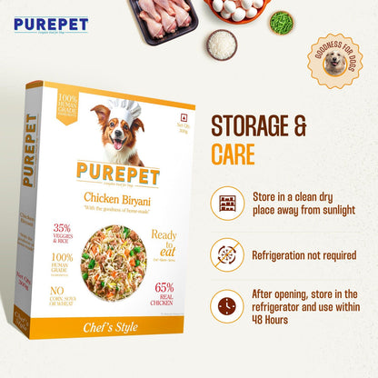 Purepet Chicken Biryani Fresh Food For Dogs — in use