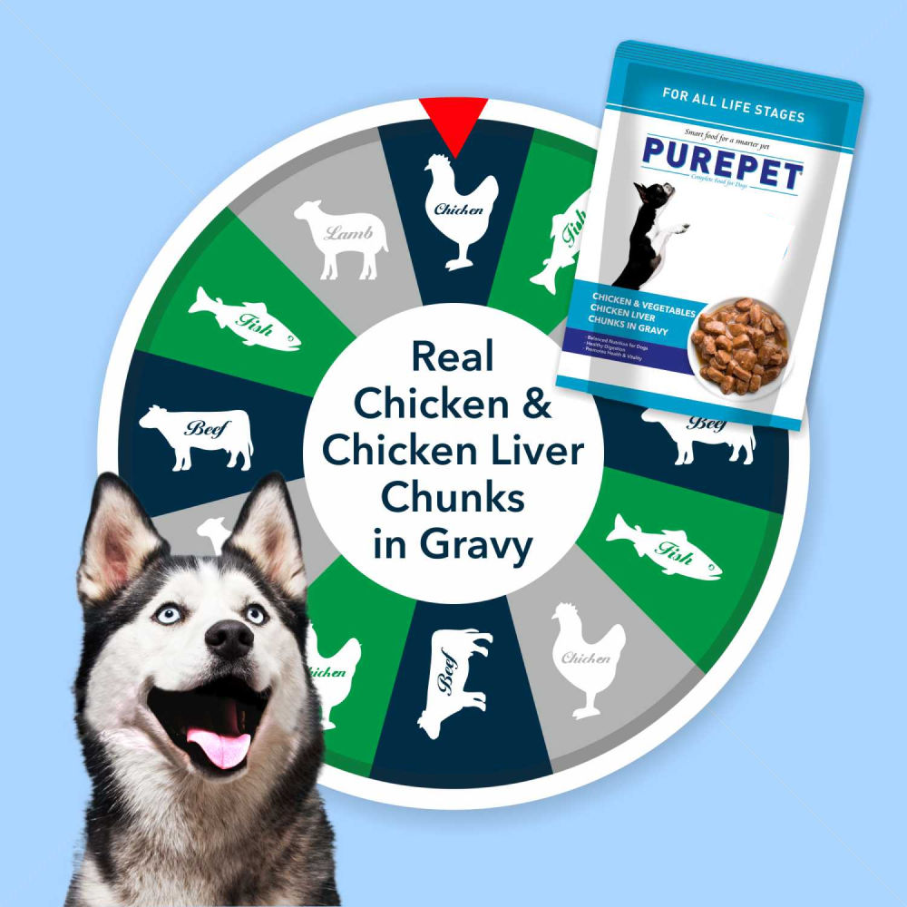 Purepet Chicken & Vegetable Chunks in Gravy Adult Dog Wet Food — back view