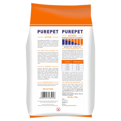Purepet Mackerel Kitten Cat Dry Food — back view