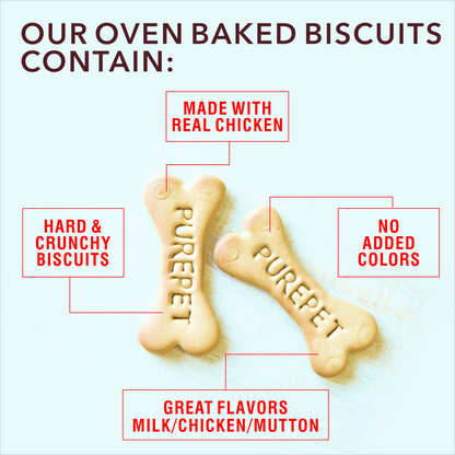 Purepet Milk Flavour Real Chicken Biscuit Dog Treats Pouch — side view