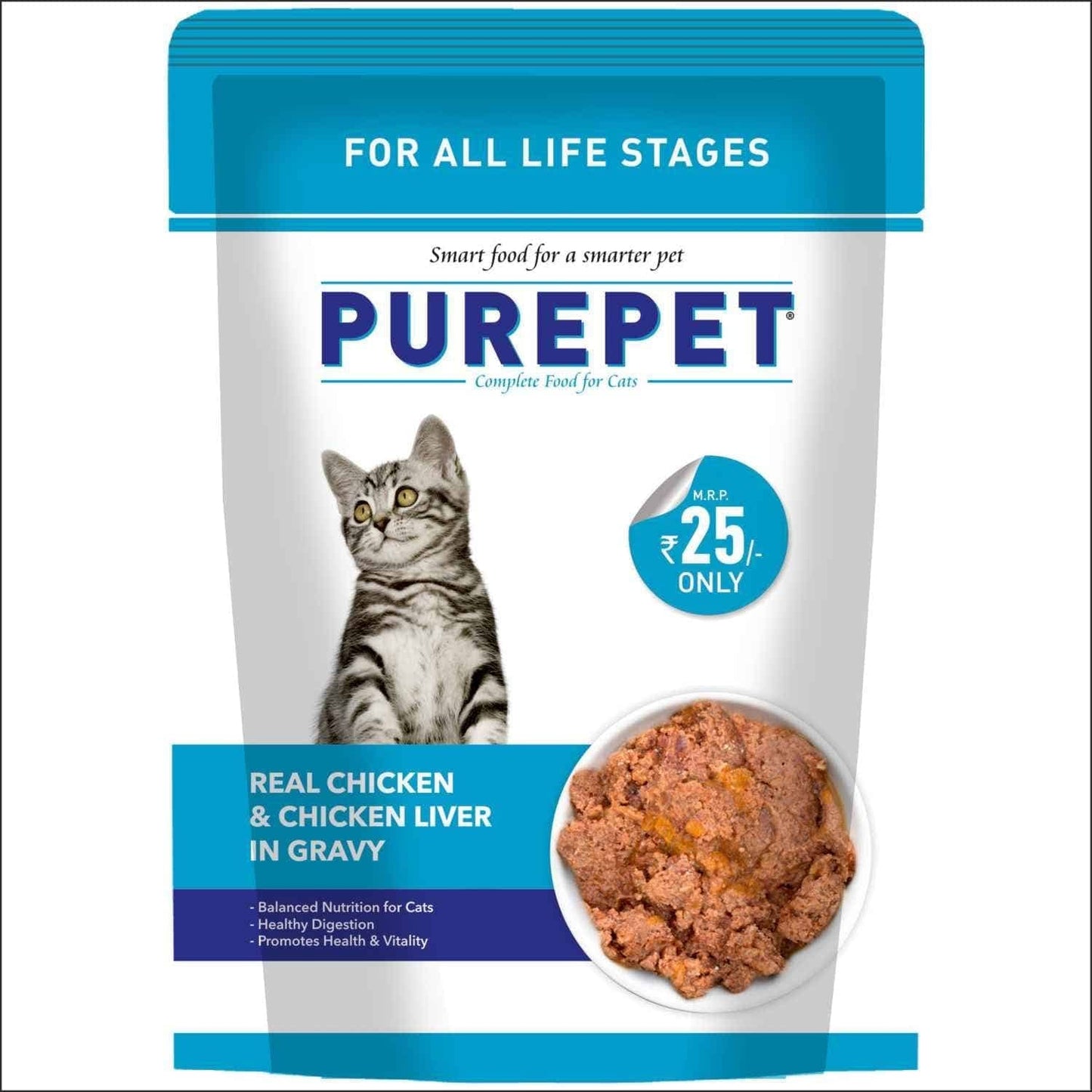 Purepet Real Chicken & Chicken Liver in Gravy Cat Wet Food — side view
