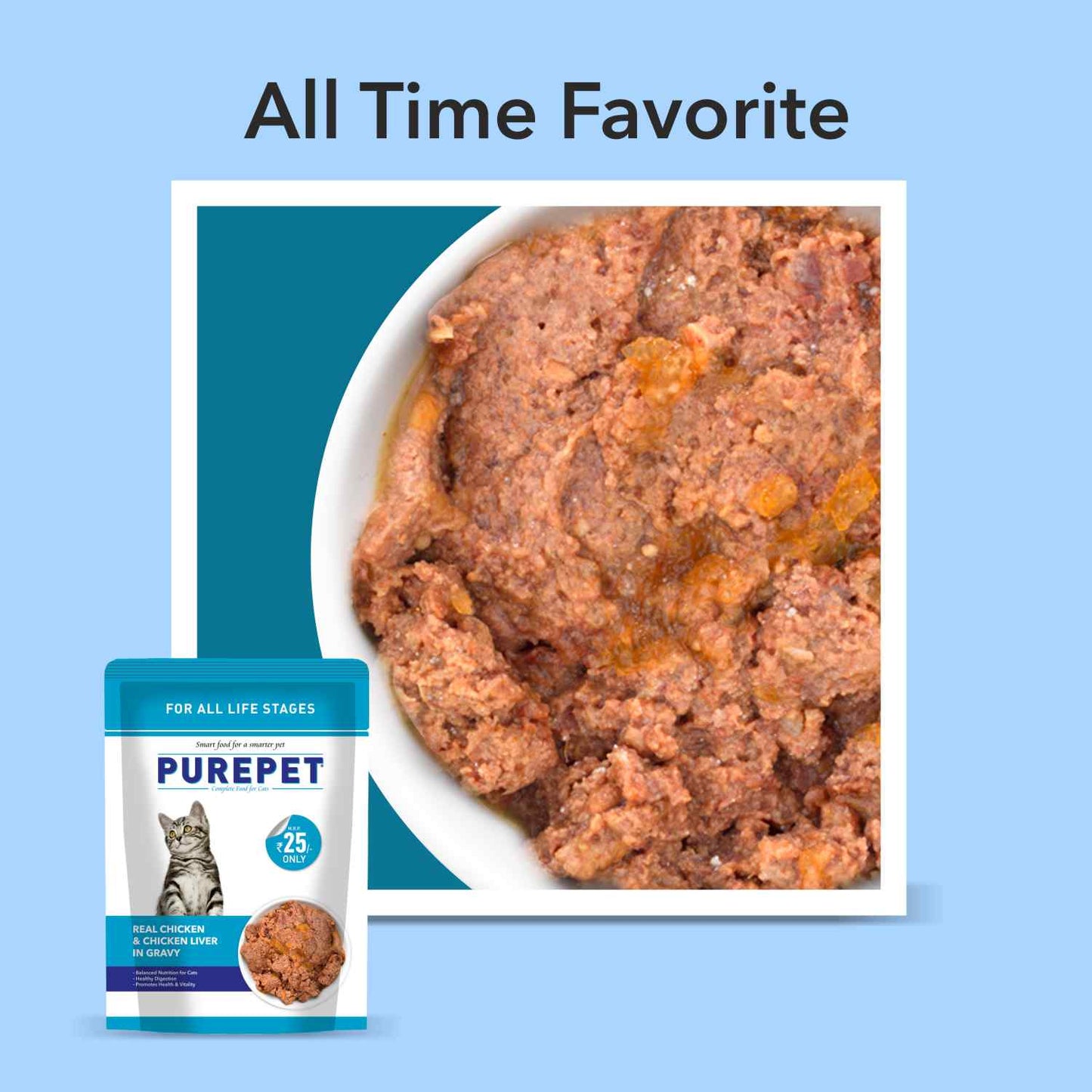 Purepet Real Chicken & Chicken Liver in Gravy Cat Wet Food — in use