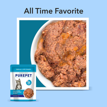 Purepet Real Chicken & Chicken Liver in Gravy Cat Wet Food — in use