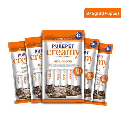 Purepet Real Chicken Lickable Creamy Treats For Cats