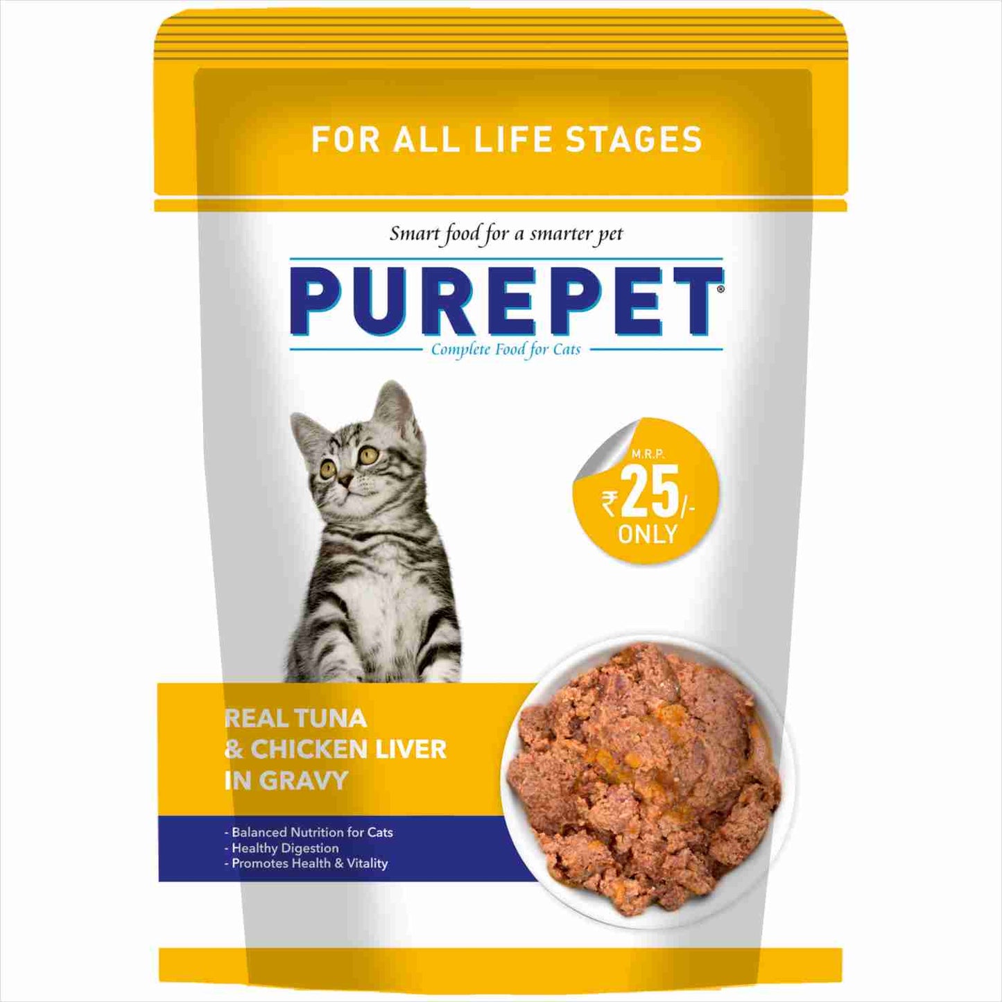 Purepet Real Tuna & Chicken Liver in Gravy Cat Wet Food — side view