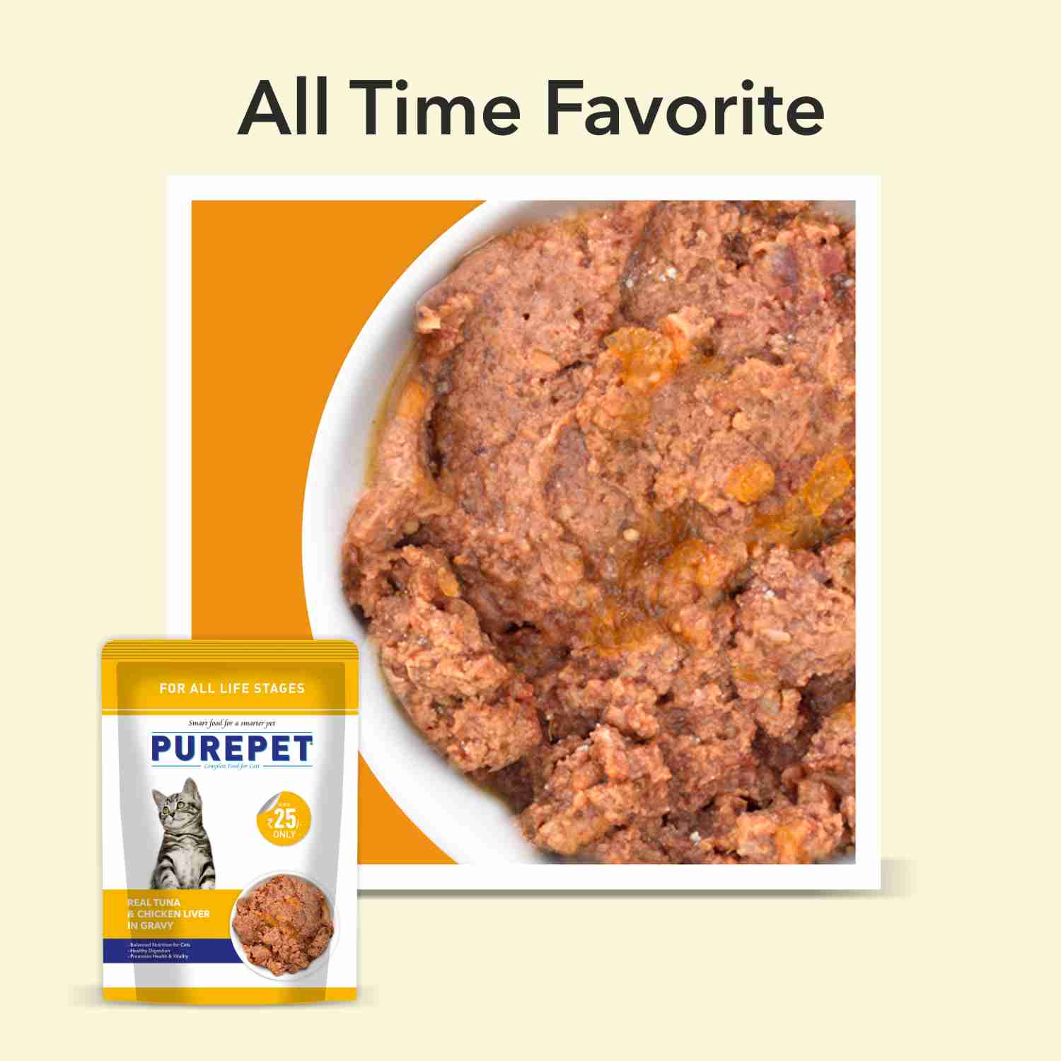 Purepet Real Tuna & Chicken Liver in Gravy Cat Wet Food — in use