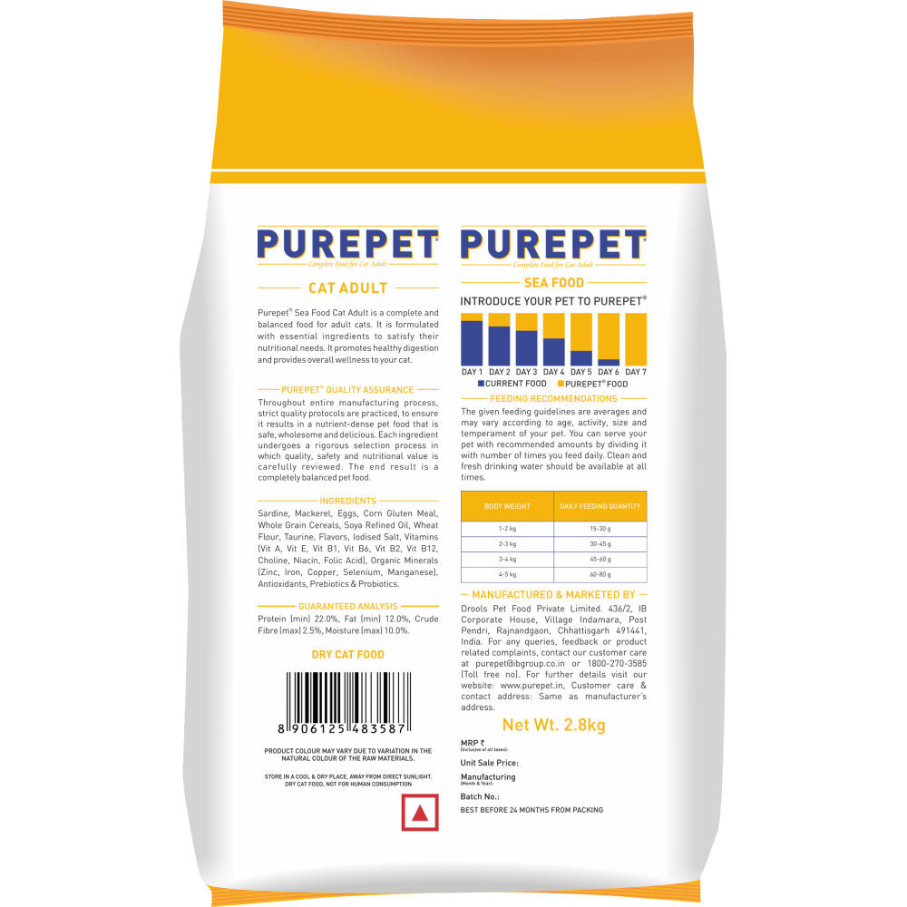 Purepet Seafood Adult Cat Dry Food — side view