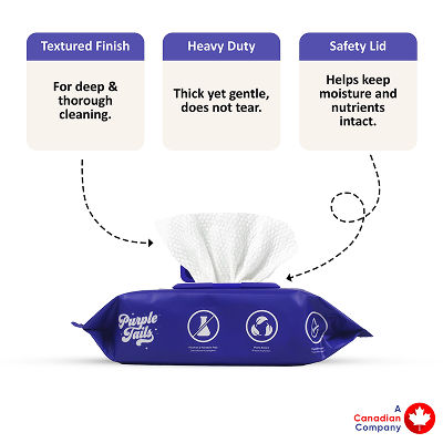 Purple Tails Canada Unscented Wipes for Dogs — detail shot