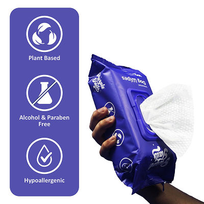 Purple Tails Canada Unscented Wipes for Dogs — in use