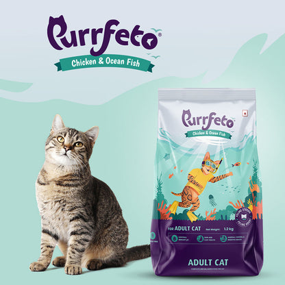 Purrfeto Chicken and Ocean Fish Cat Dry Food — detail shot