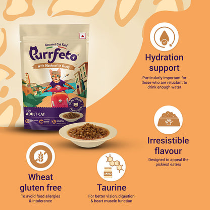 Purrfeto Mackerel in Gravy Adult Cat Wet Food — side view
