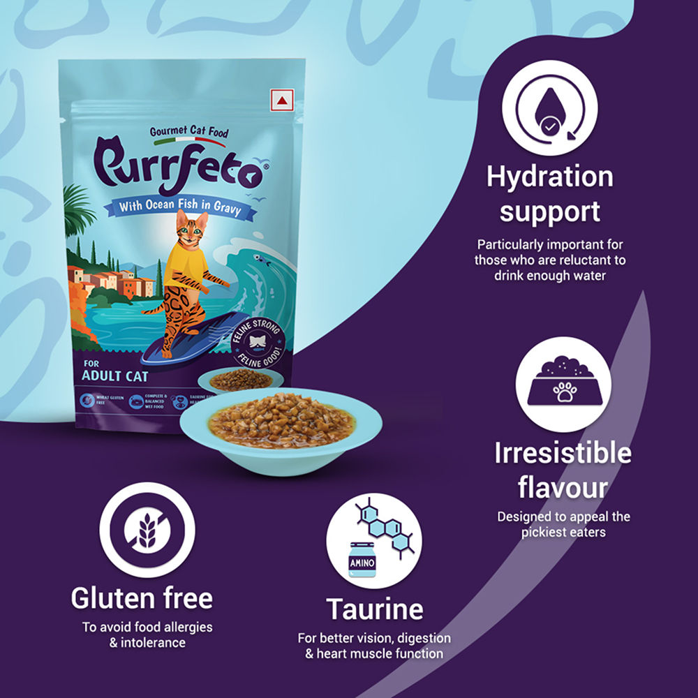 Purrfeto Ocean Fish in Gravy Adult Cat Wet Food — back view