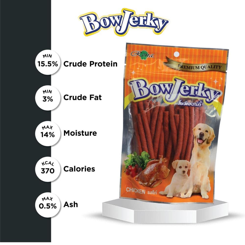 Rena BowJerky Chicken Sticks Dog Treats — back view